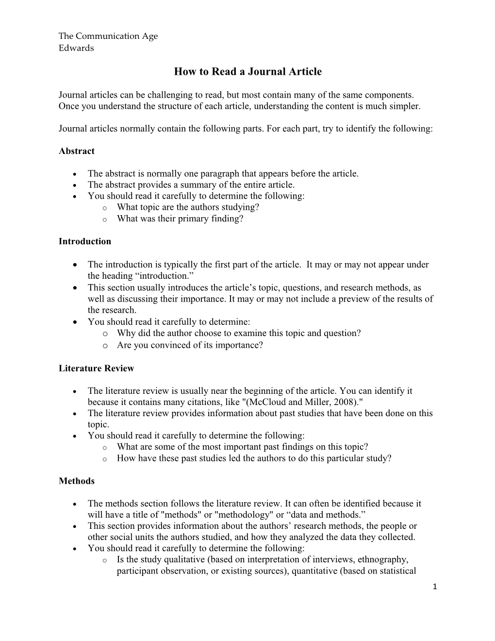 How to Read a Journal Article