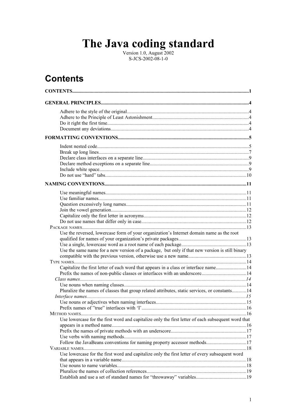 The Java Coding Standard