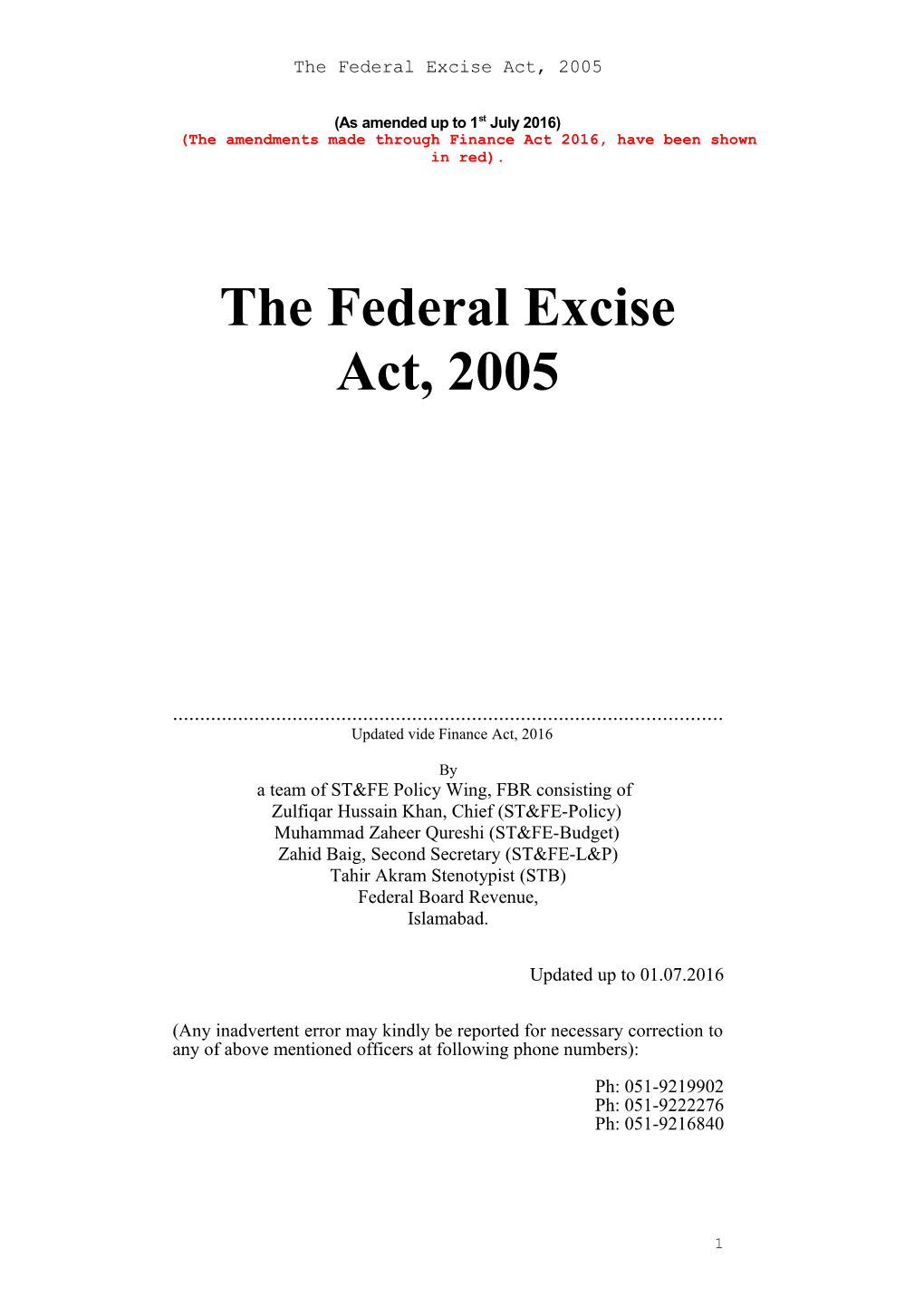 Federal Excise Act , 2007 CBR