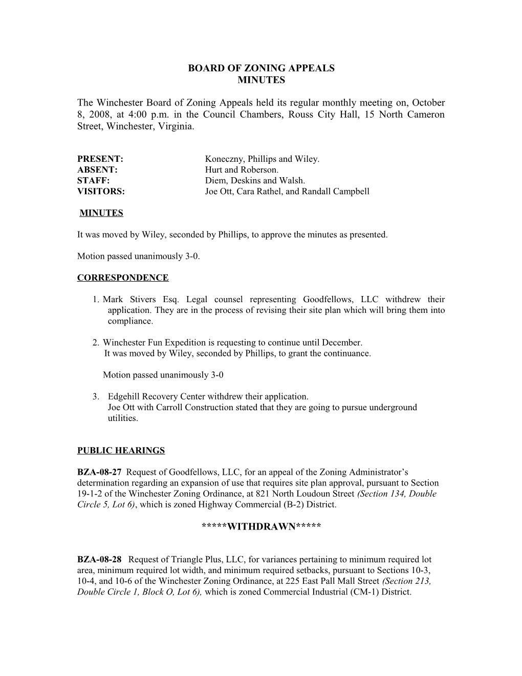 Board of Zoning Appeals