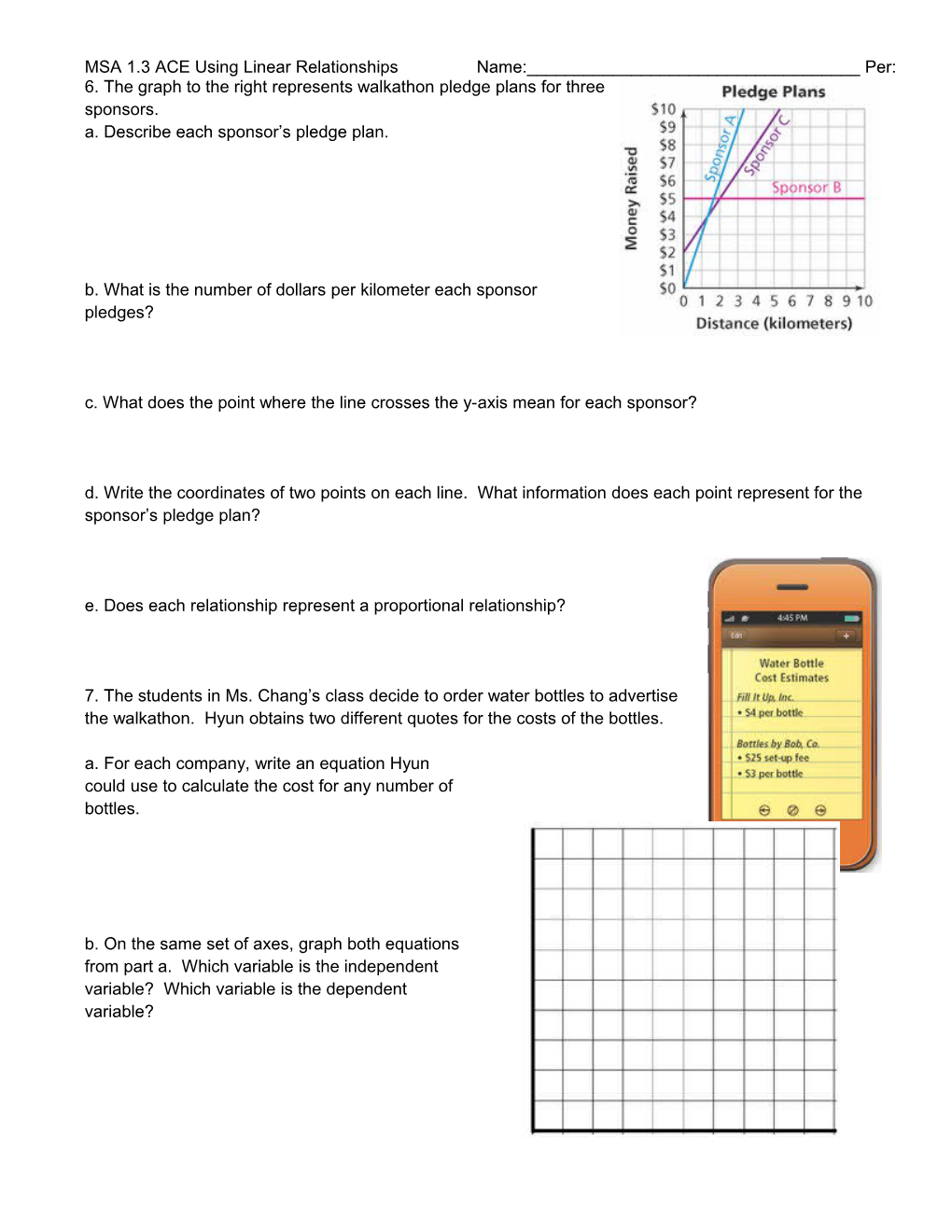 MSA 1.3 ACE Using Linear Relationshipsname:______Per