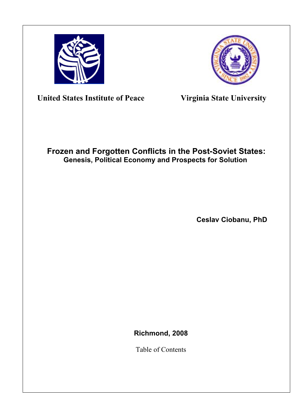 United States Institute of Peace Virginiastateuniversity