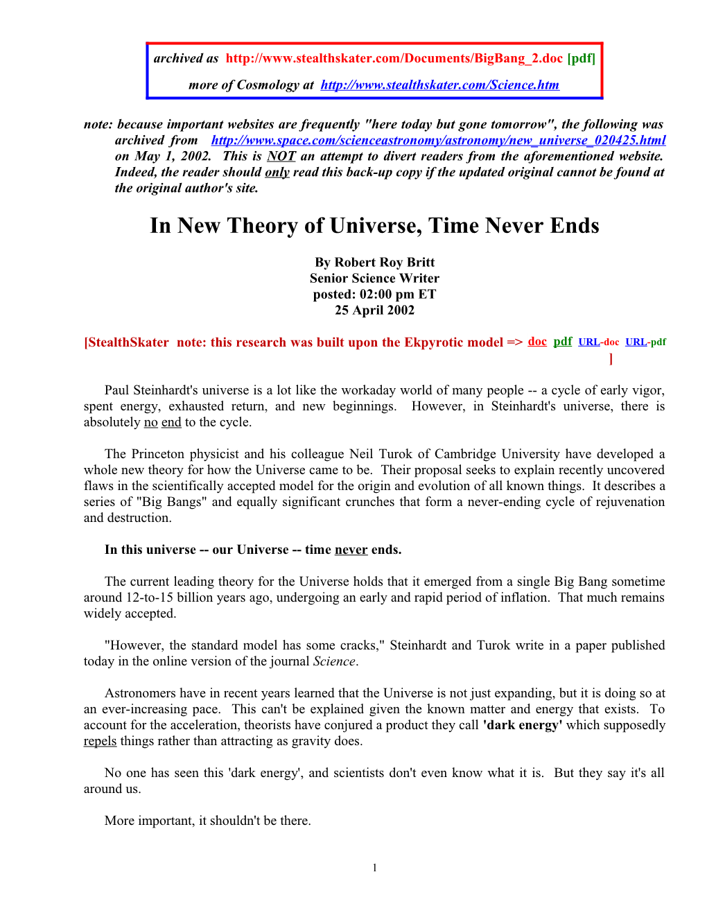 In New Theory of Universe, Time Never Ends