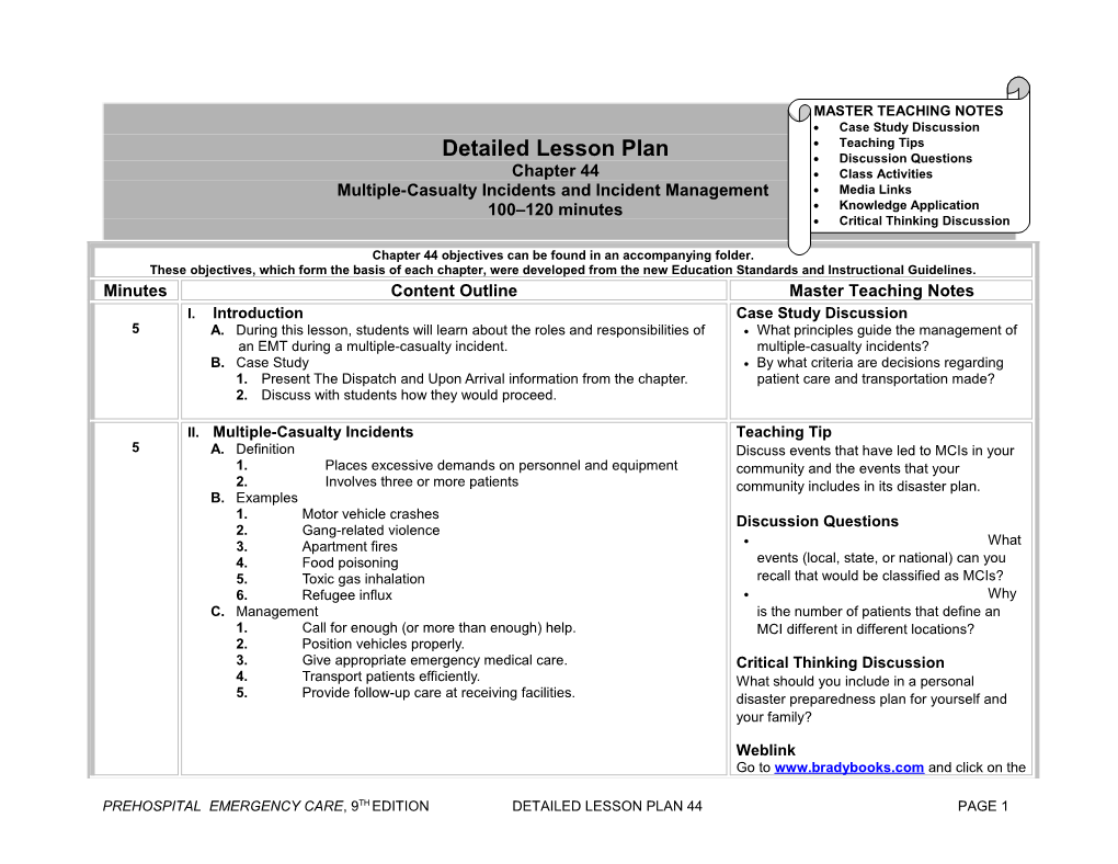 Multiple-Casualty Incidents and Incident Management