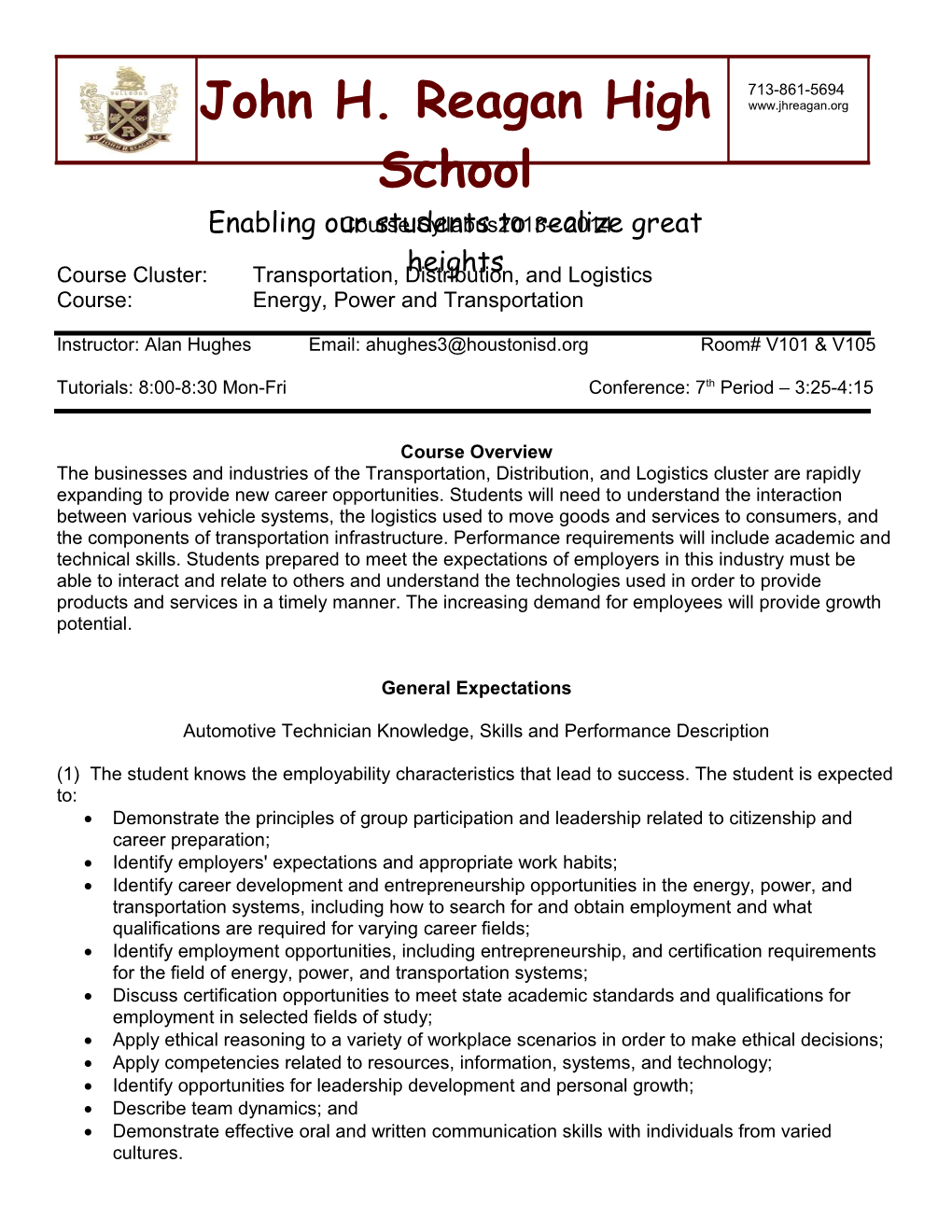 Course Cluster: Transportation, Distribution, and Logistics