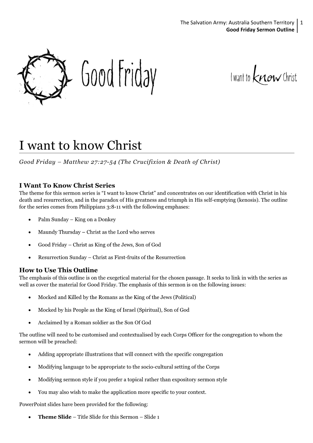 Good Friday Sermon Outline