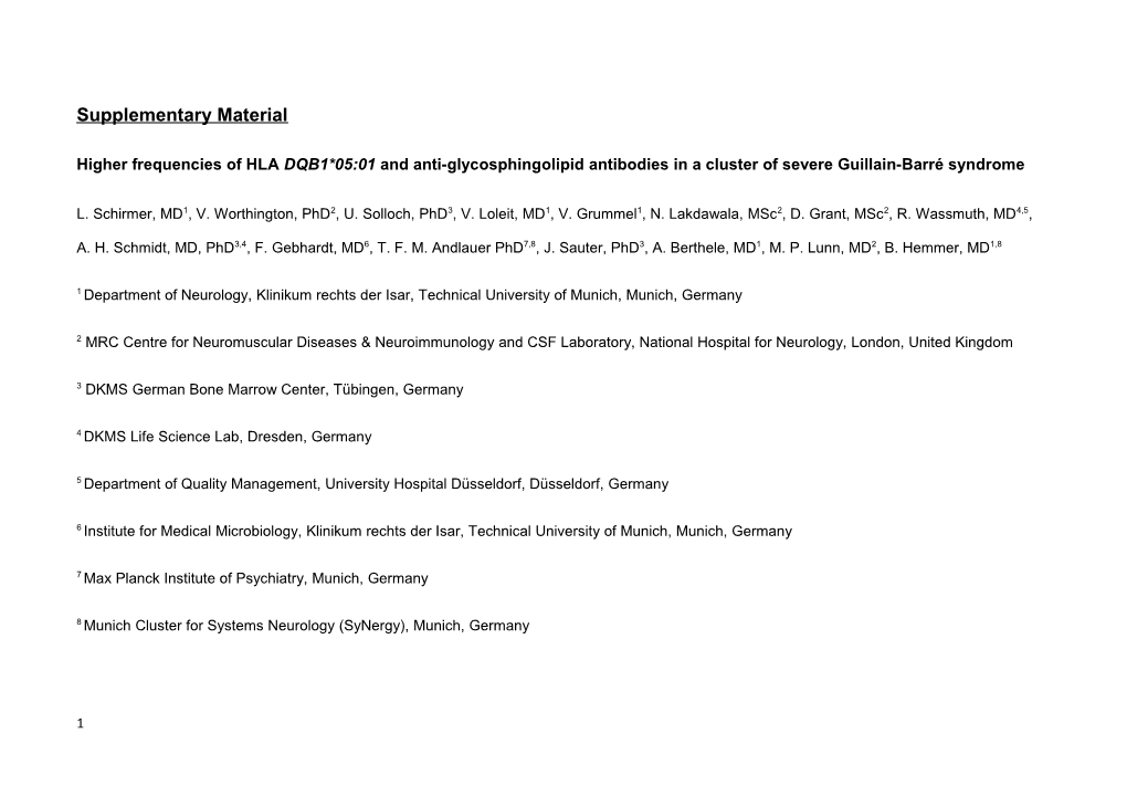 Higher Frequencies of HLA DQB1*05:01 and Anti-Glycosphingolipid Antibodies in a Cluster