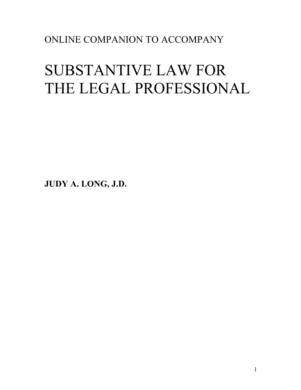 Substantive Law for the Legal Professional