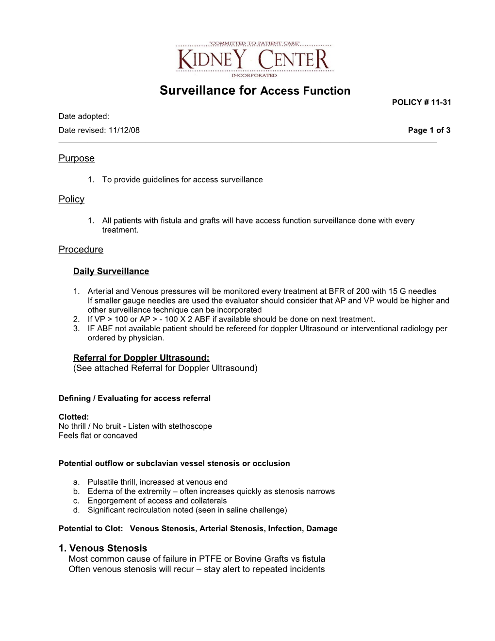 Surveillance for Access Function