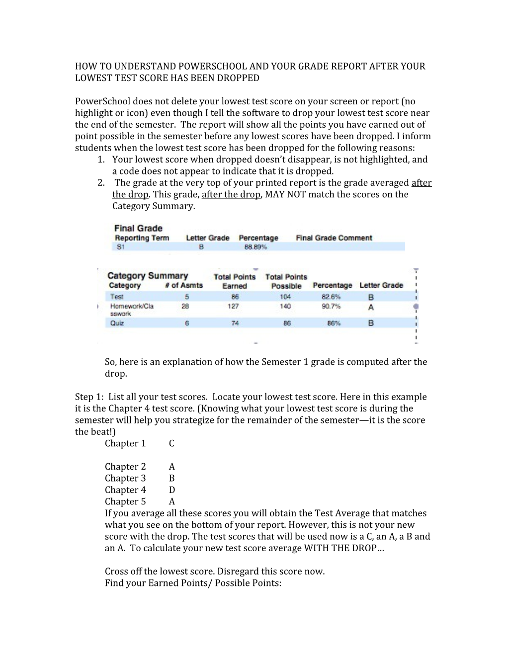 How to Understand Powerschool and Your Grade Report After Your Lowest Test Score Has Been