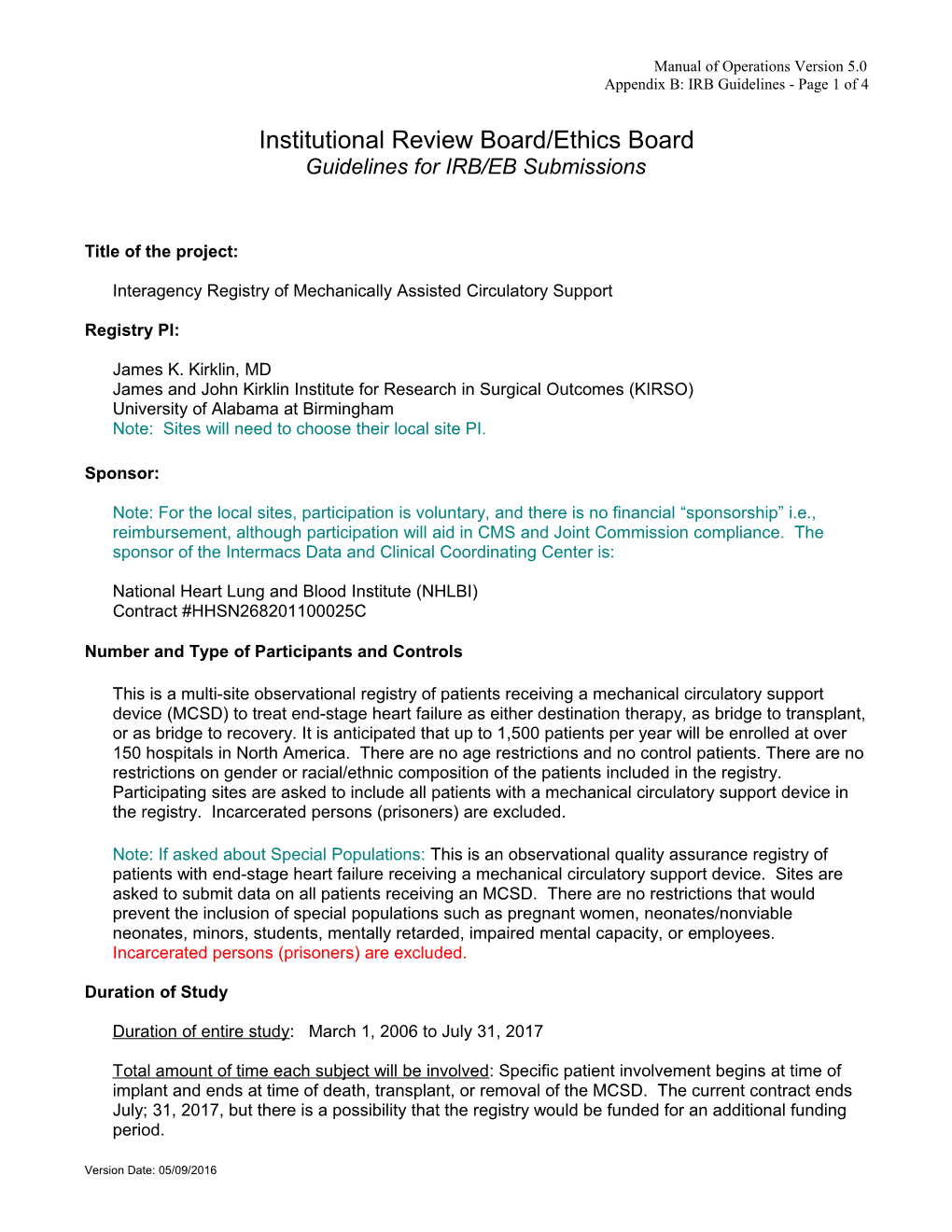 Appendix B: IRB Guidelines - Page 1 of 4