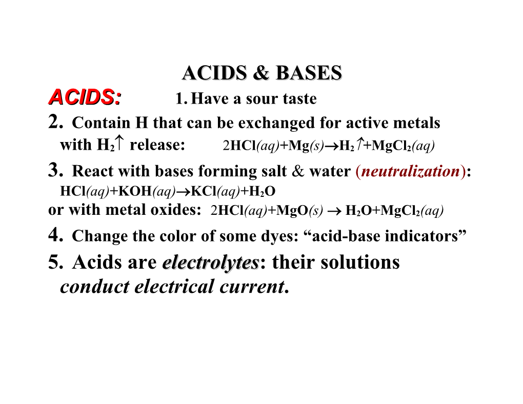 Lect 19 Acids & Bases