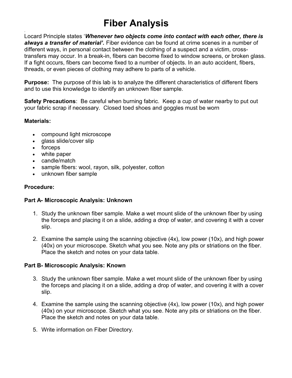 Fiber Analysis