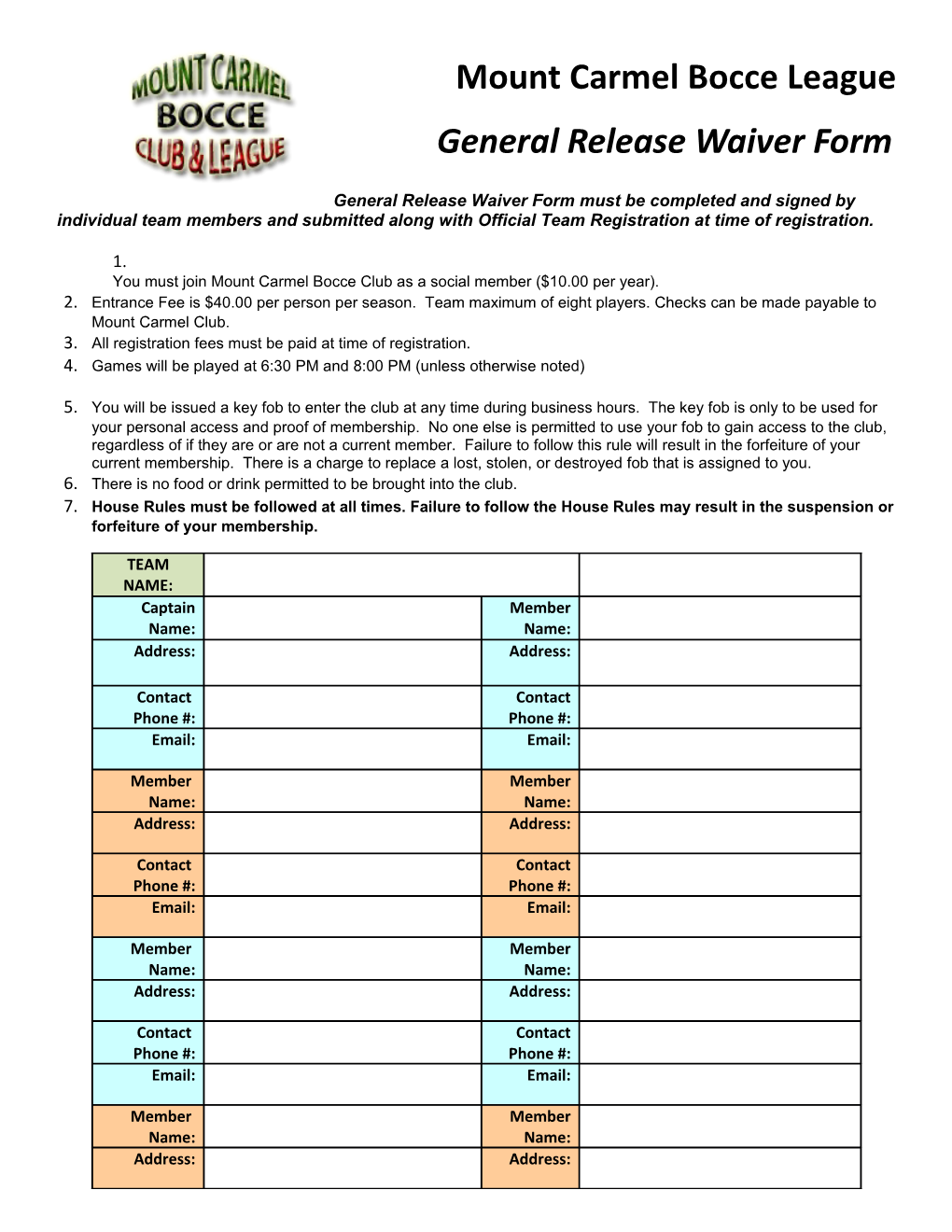 General Release Waiver Form