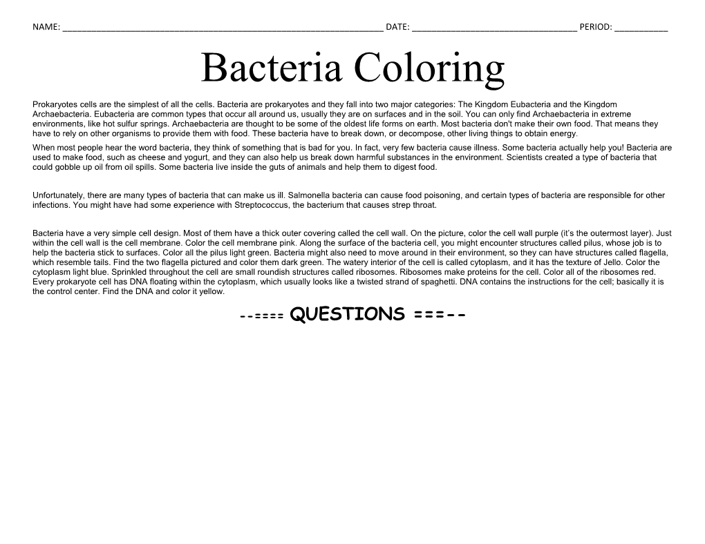 Bacteria Coloring