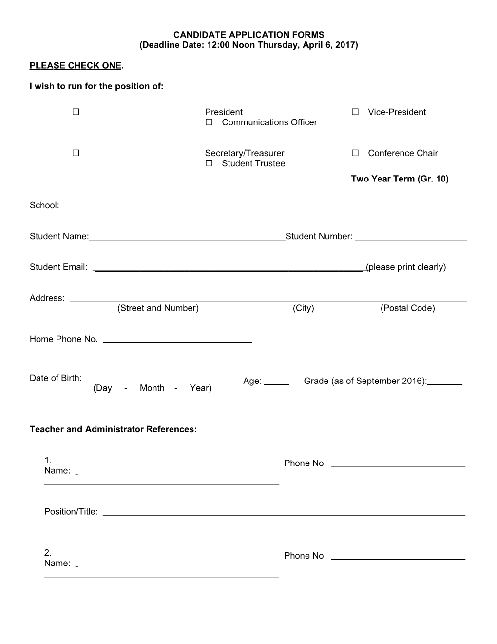 Candidateapplication Forms