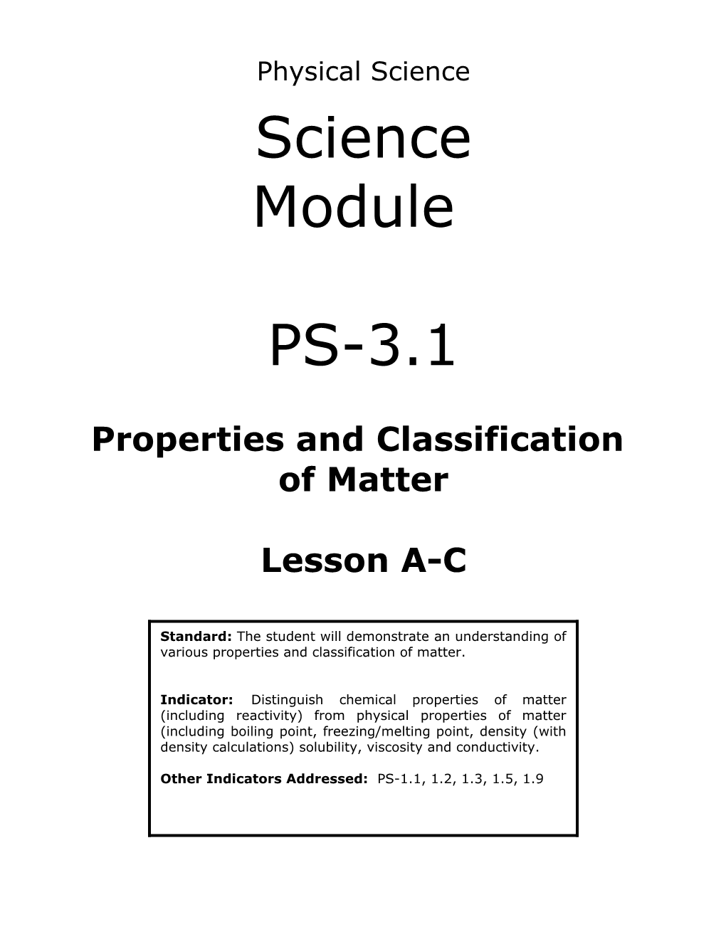 Properties and Classification
