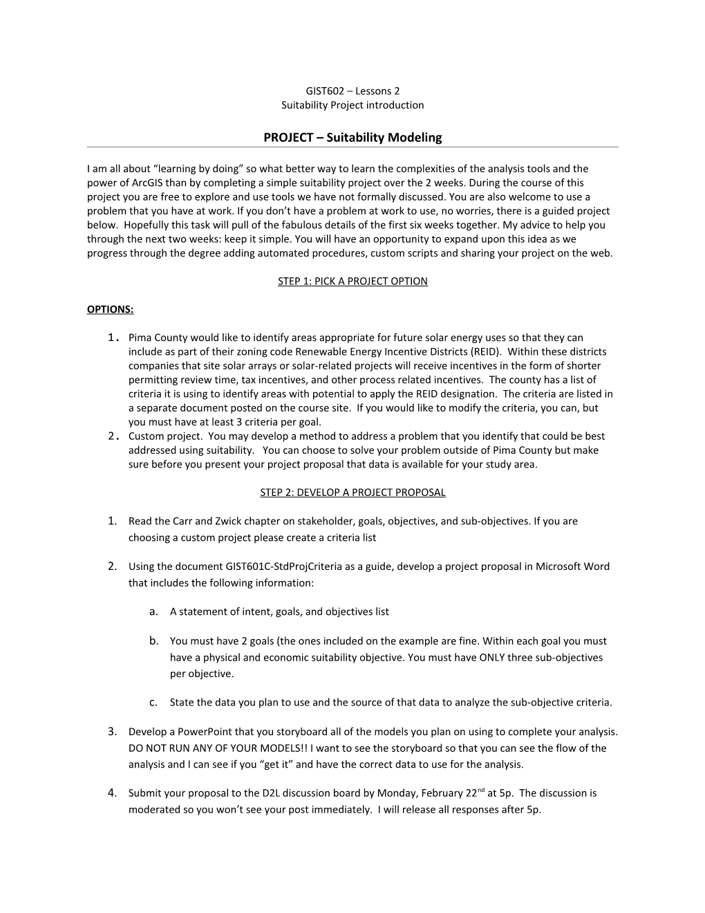 PROJECT Suitability Modeling