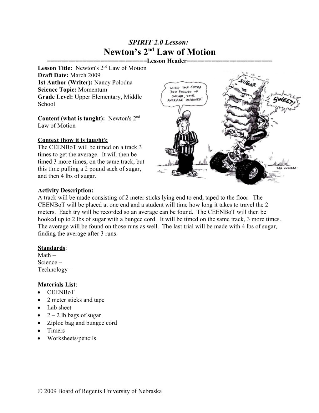 SPIRIT 2.0 Lesson: Newton S 2Nd Law of Motion Lesson Header