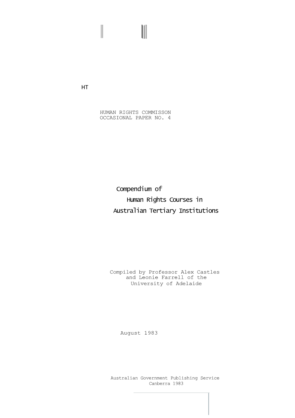 Human Rights Commisson Occasional Paper No. 4