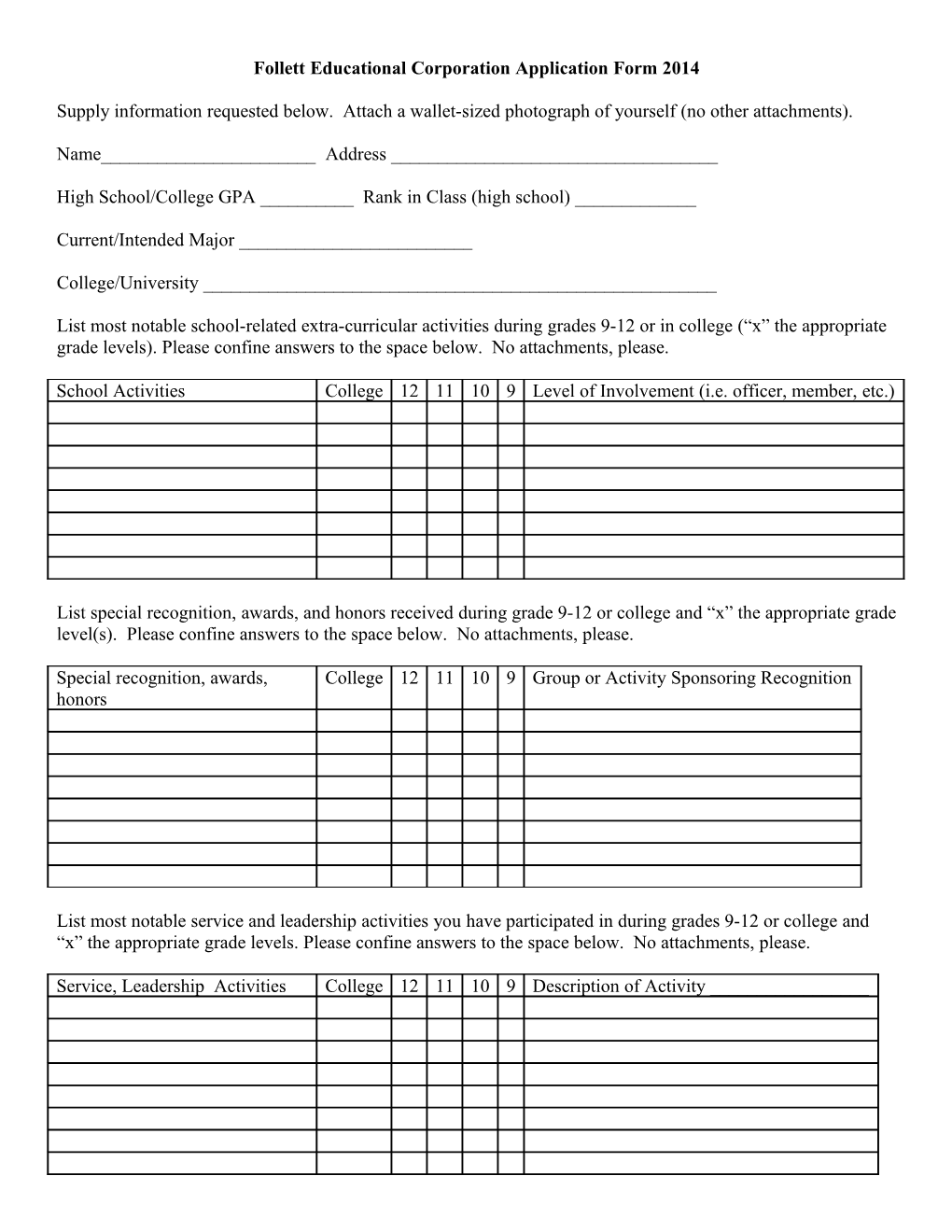 Follett Educational Corporation Application Form