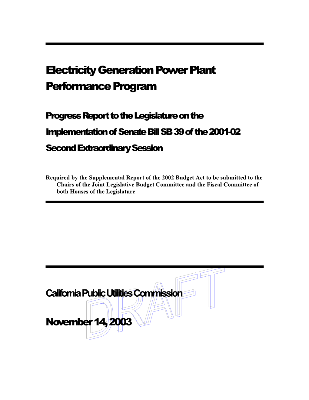 Electricity Generation Power Plant Performance Program