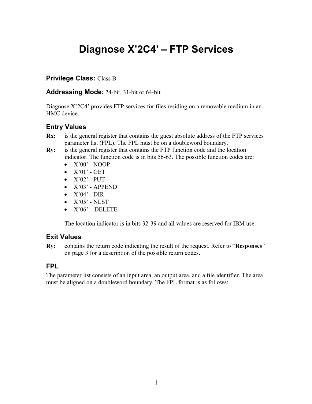 Diagnose X 260 Subcode X 10 - Obtain Storage Configuration