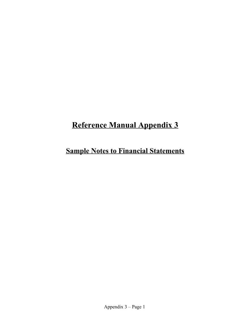 Financial Statement Draft Notes