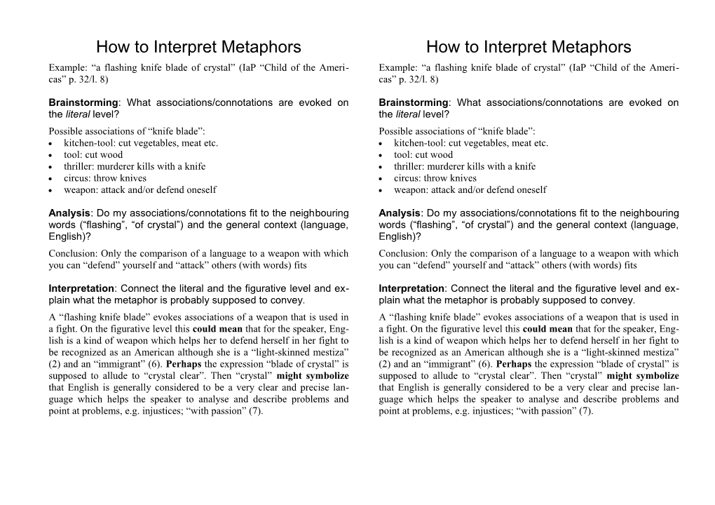 How to Interpret Metaphors