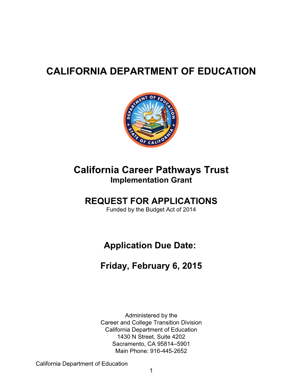 CCPT RFA-14 - California Career Pathways Trust (CA Dept of Education)