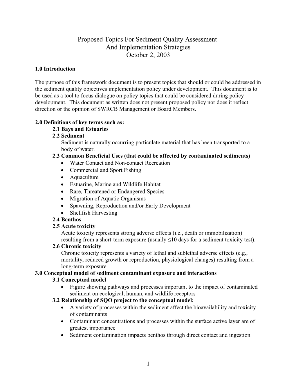 Outline of Sediment Quality Assessment and Control Strategies