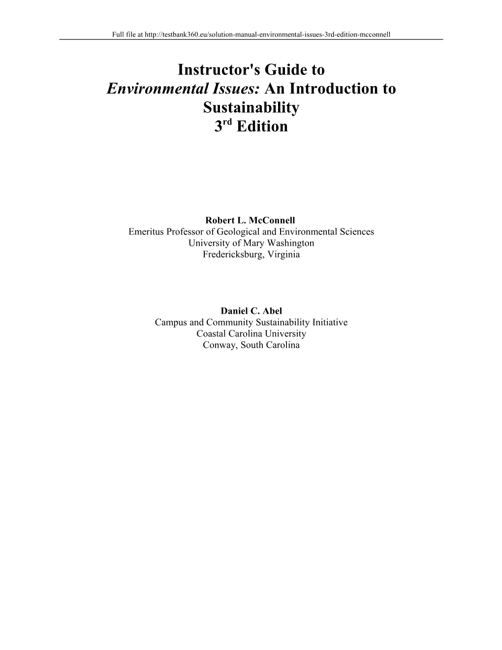 Environmental Issues: an Introduction to Sustainability