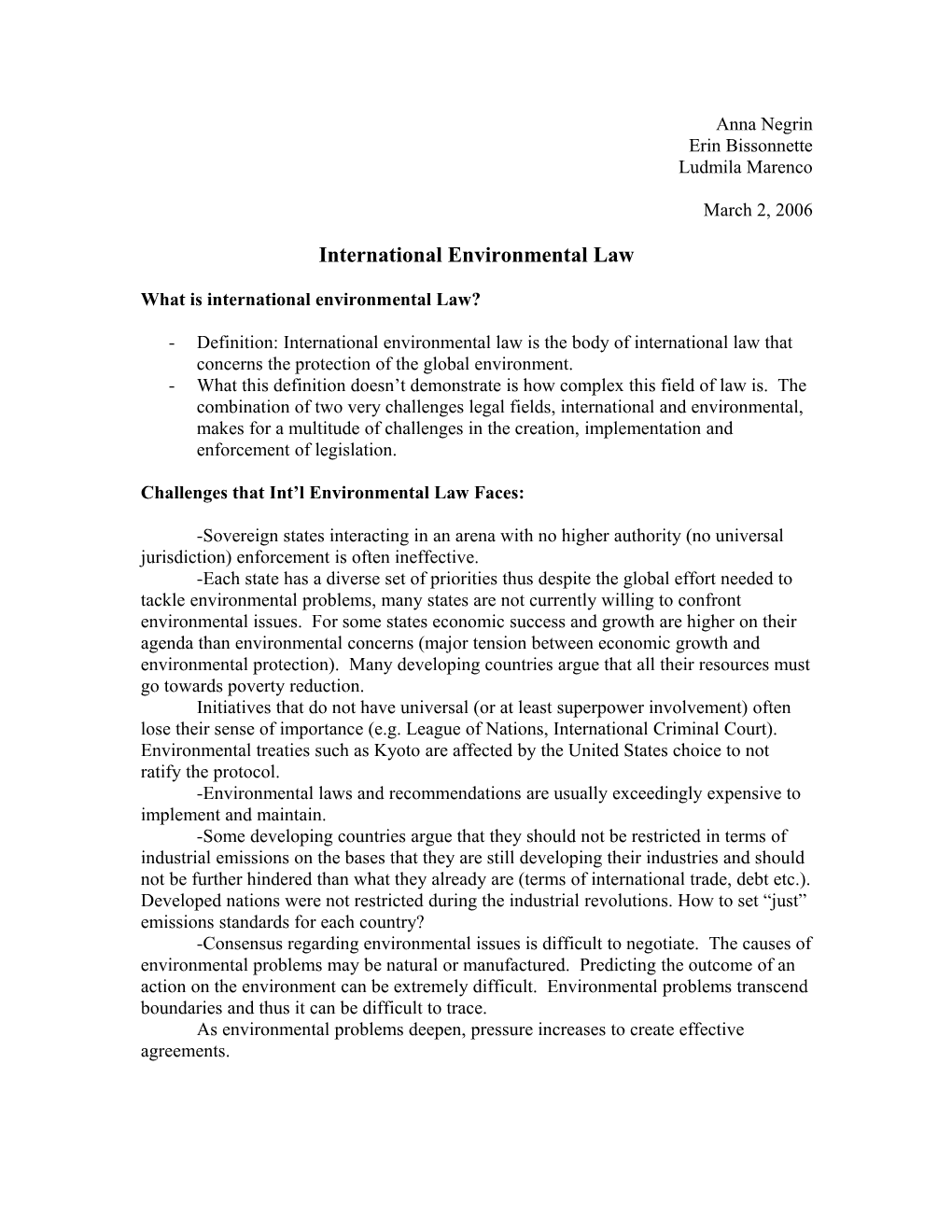 Sources of Int L Environmental Law