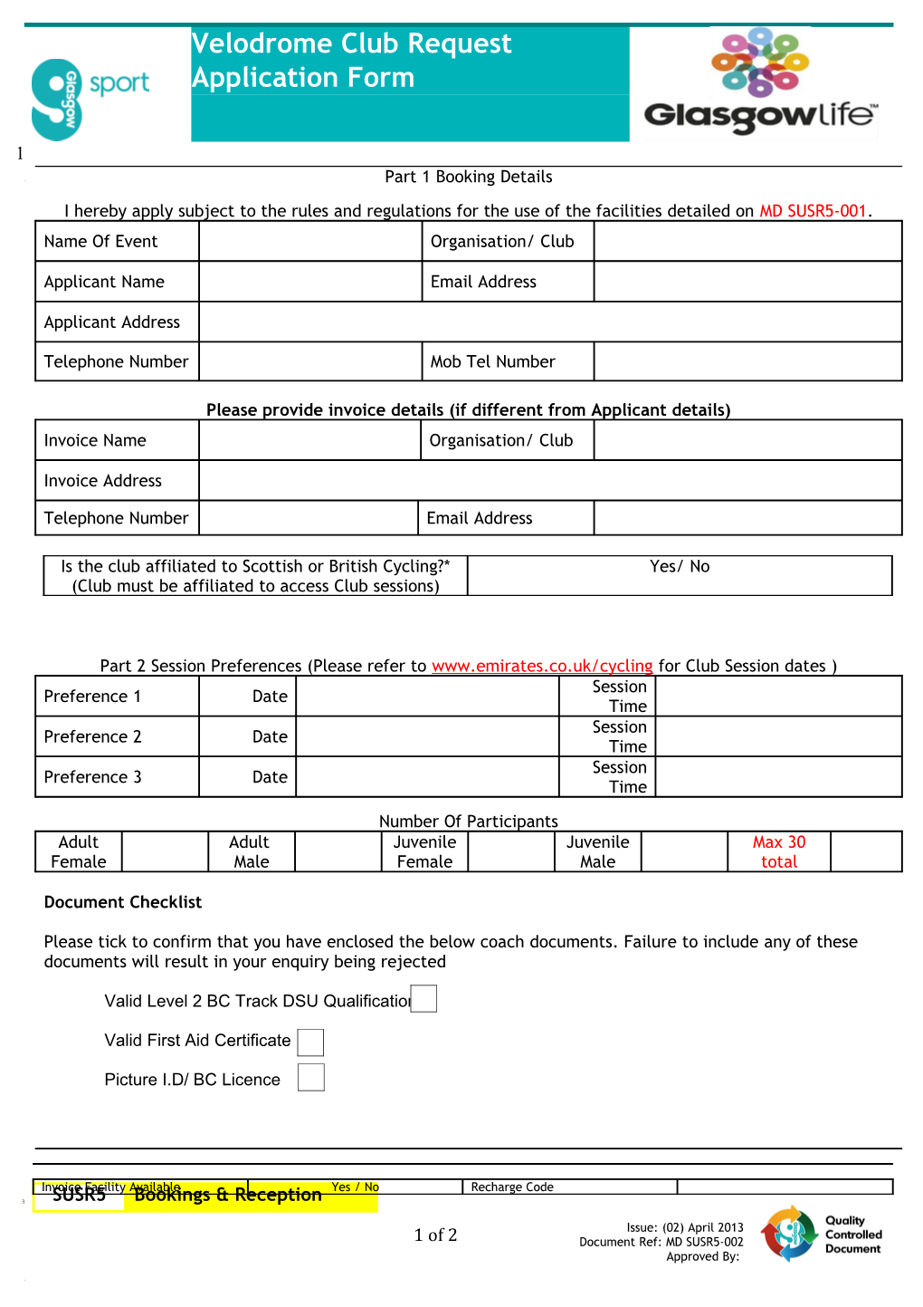 Velodrome Club Request