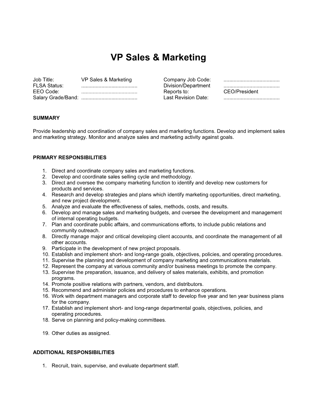 VP Sales & Marketing