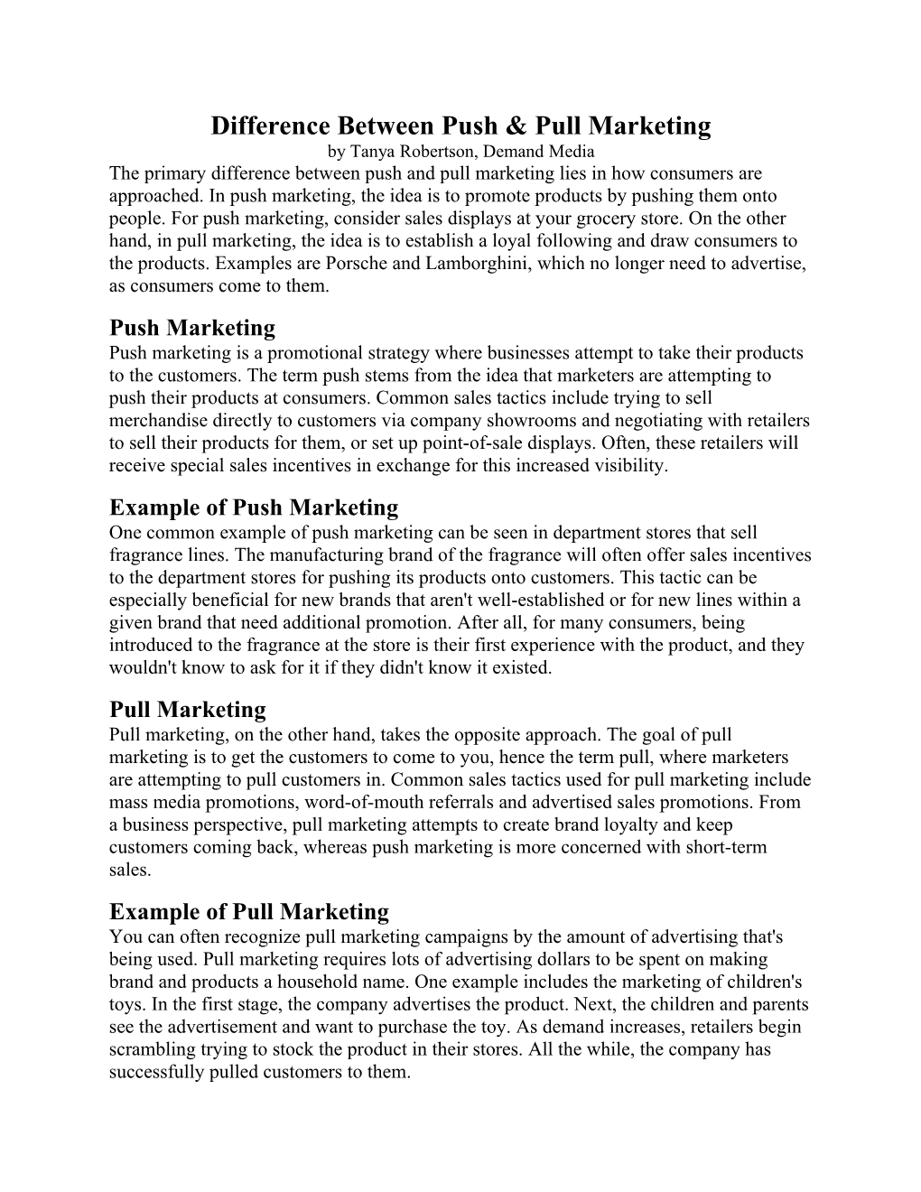 Difference Between Push & Pull Marketing