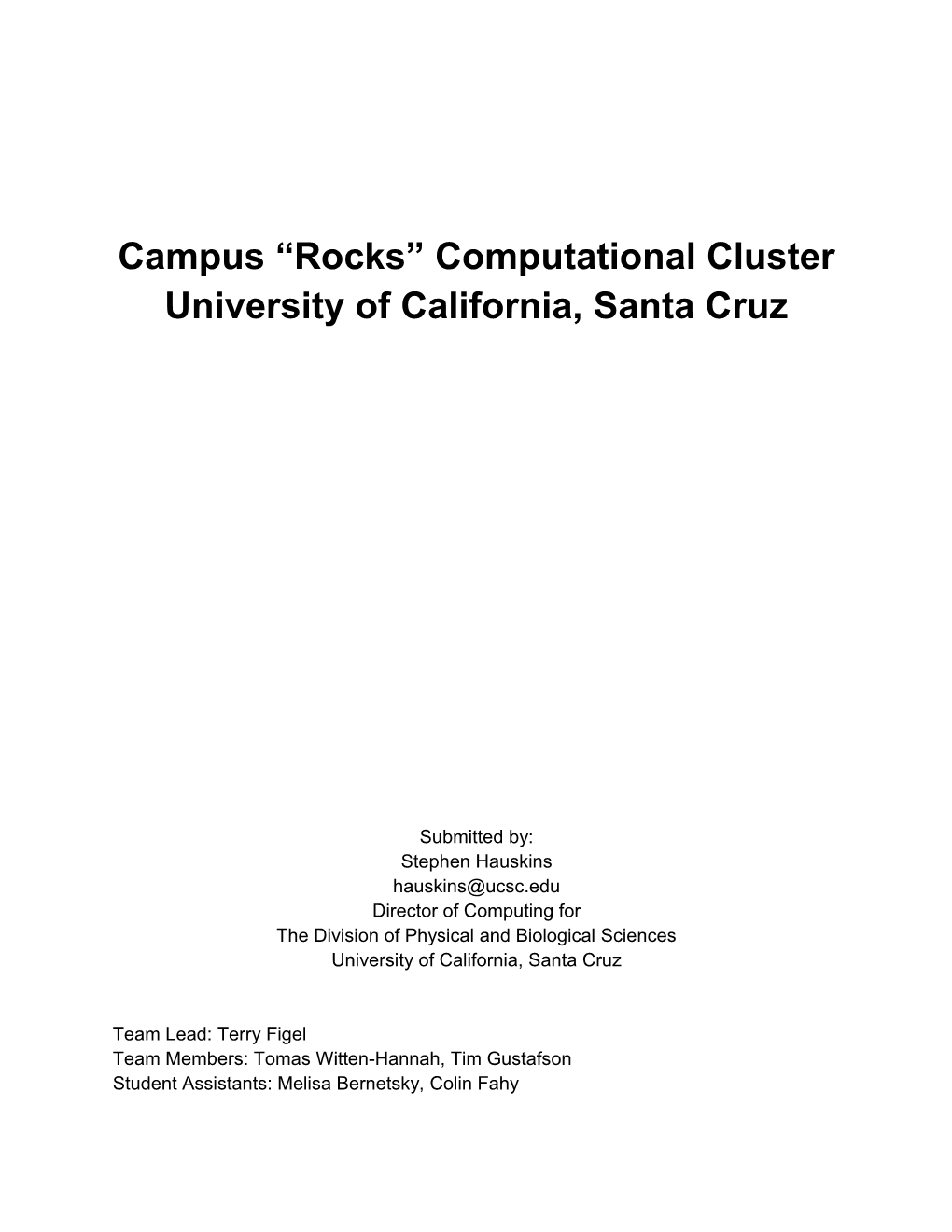 Campus Rocks Computational Cluster