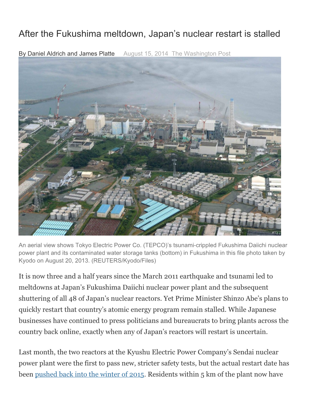 After the Fukushima Meltdown, Japan S Nuclear Restart Is Stalled