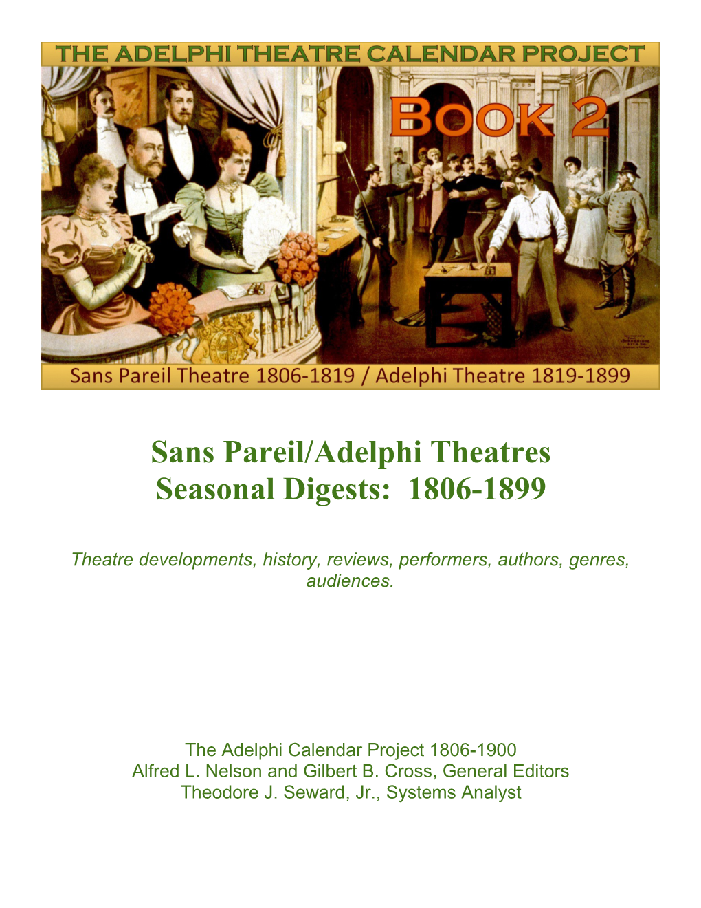 Book 2: Sans Pareil/Adelphi Theatres Seasonal Digests: 1806-1899