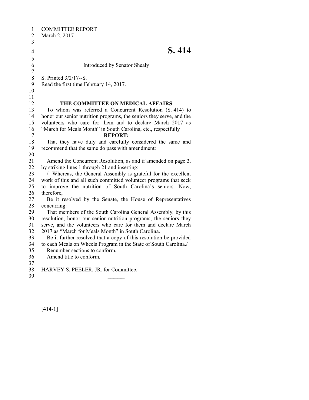 2017-2018 Bill 414 Text of Previous Version (Mar. 2, 2017) - South Carolina Legislature Online