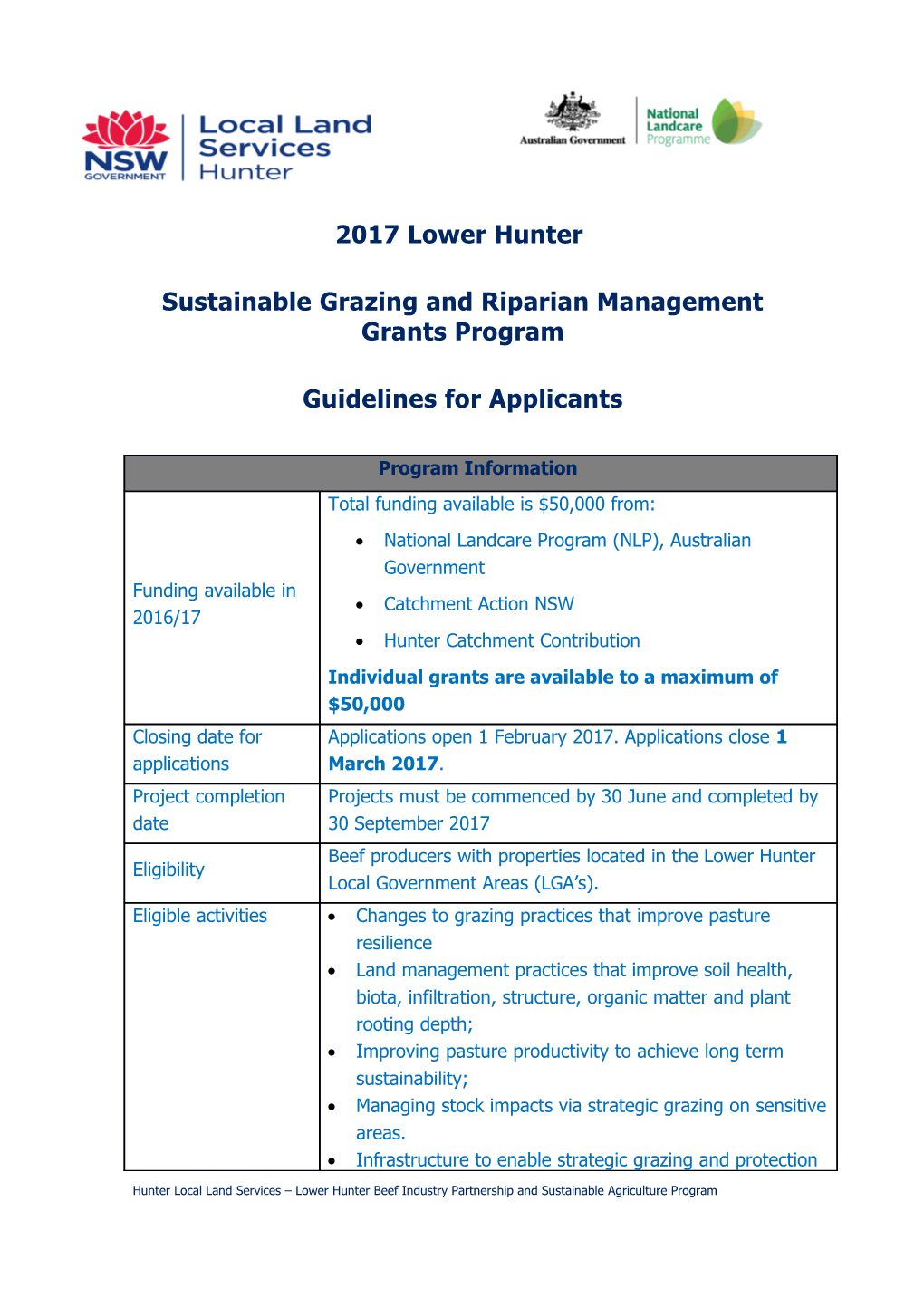 Sustainable Grazing and Riparian Managementgrants Program