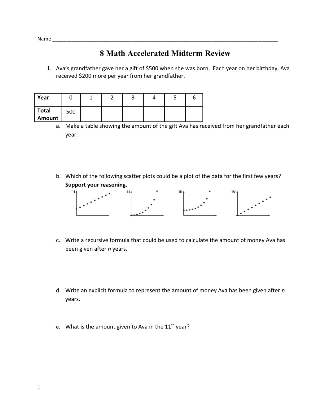 8 Math Accelerated Midterm Review