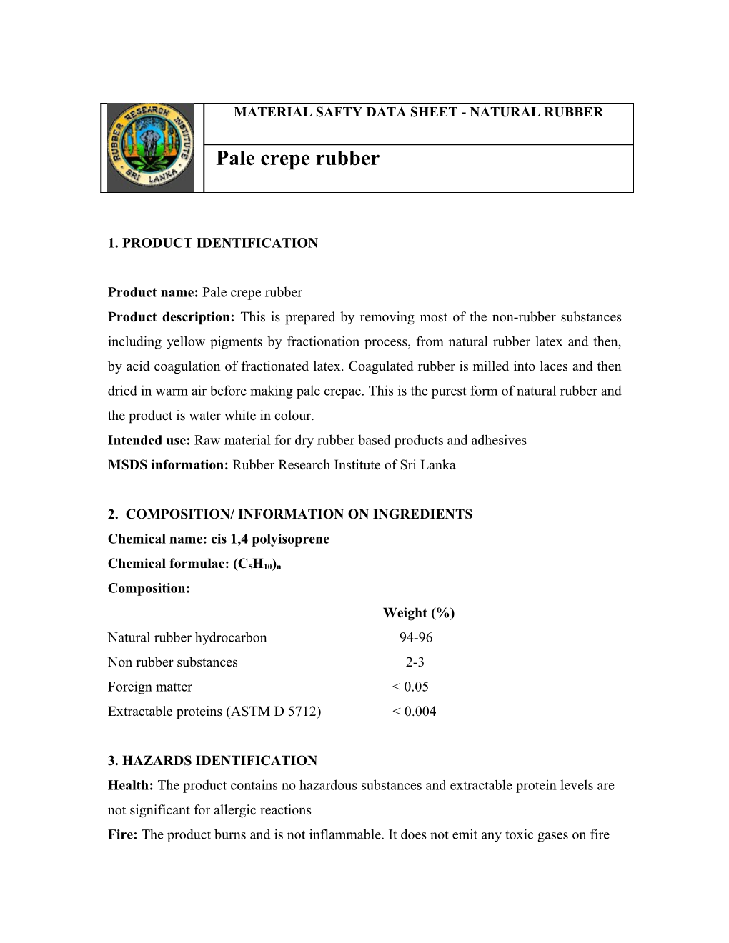 Material Safty Data Sheet