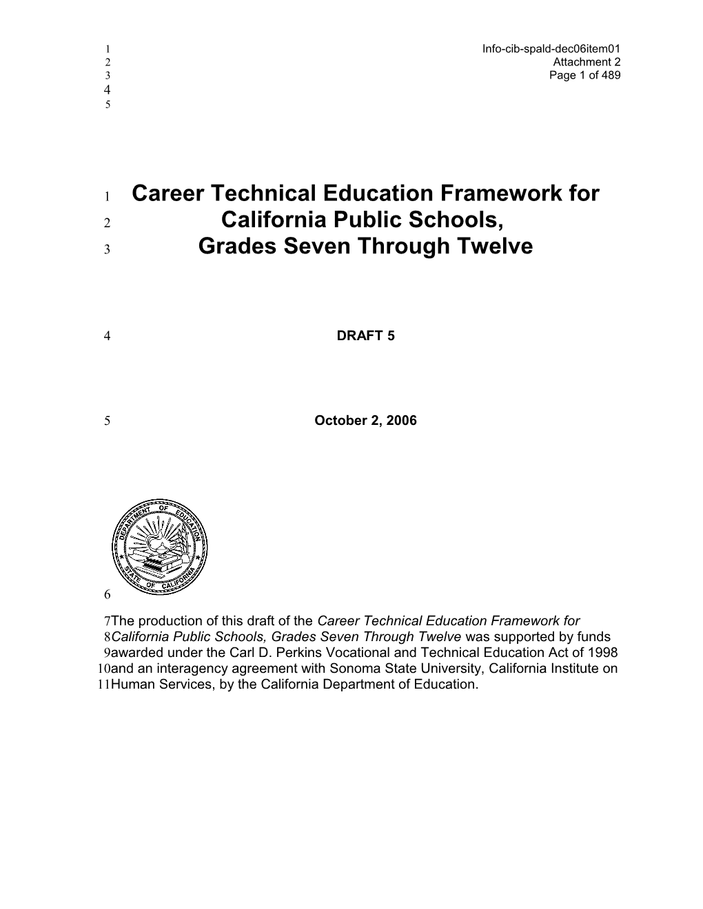 December 2006 SPALD Item 1 Attachment 2A - Information Memorandum (CA State Board of Education)