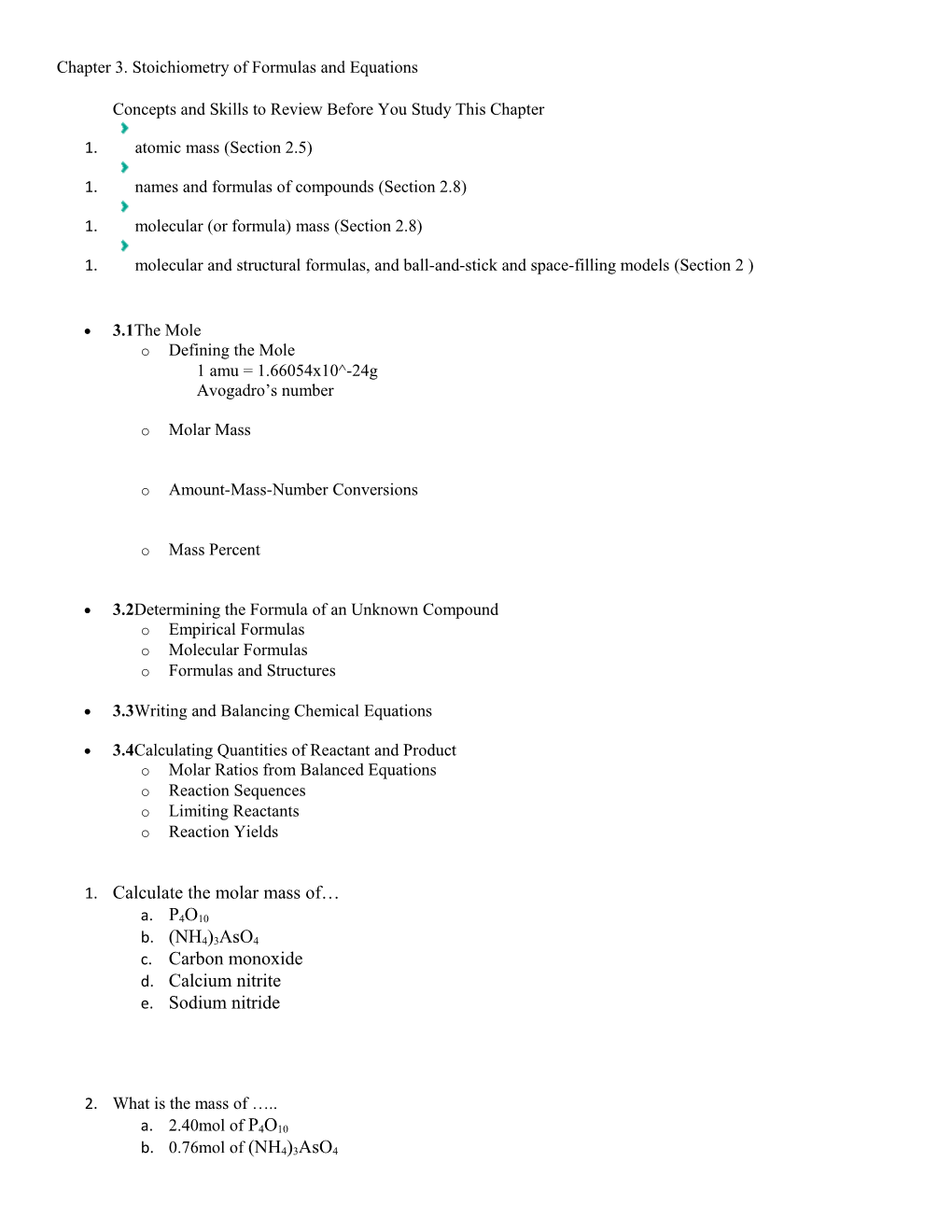 Chapter 3. Stoichiometry of Formulas and Equations