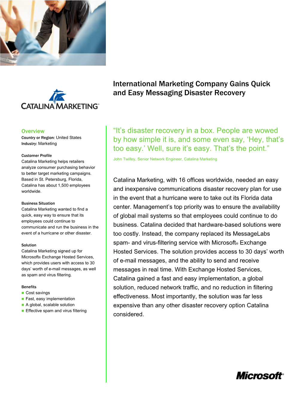 International Marketing Company Gains Quick and Easy Messaging Disaster Recovery