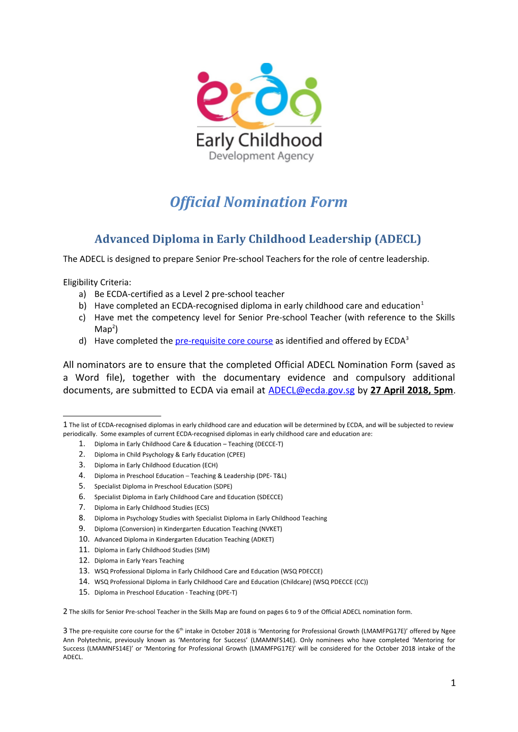 Advanced Diploma in Early Childhood Leadership (ADECL)