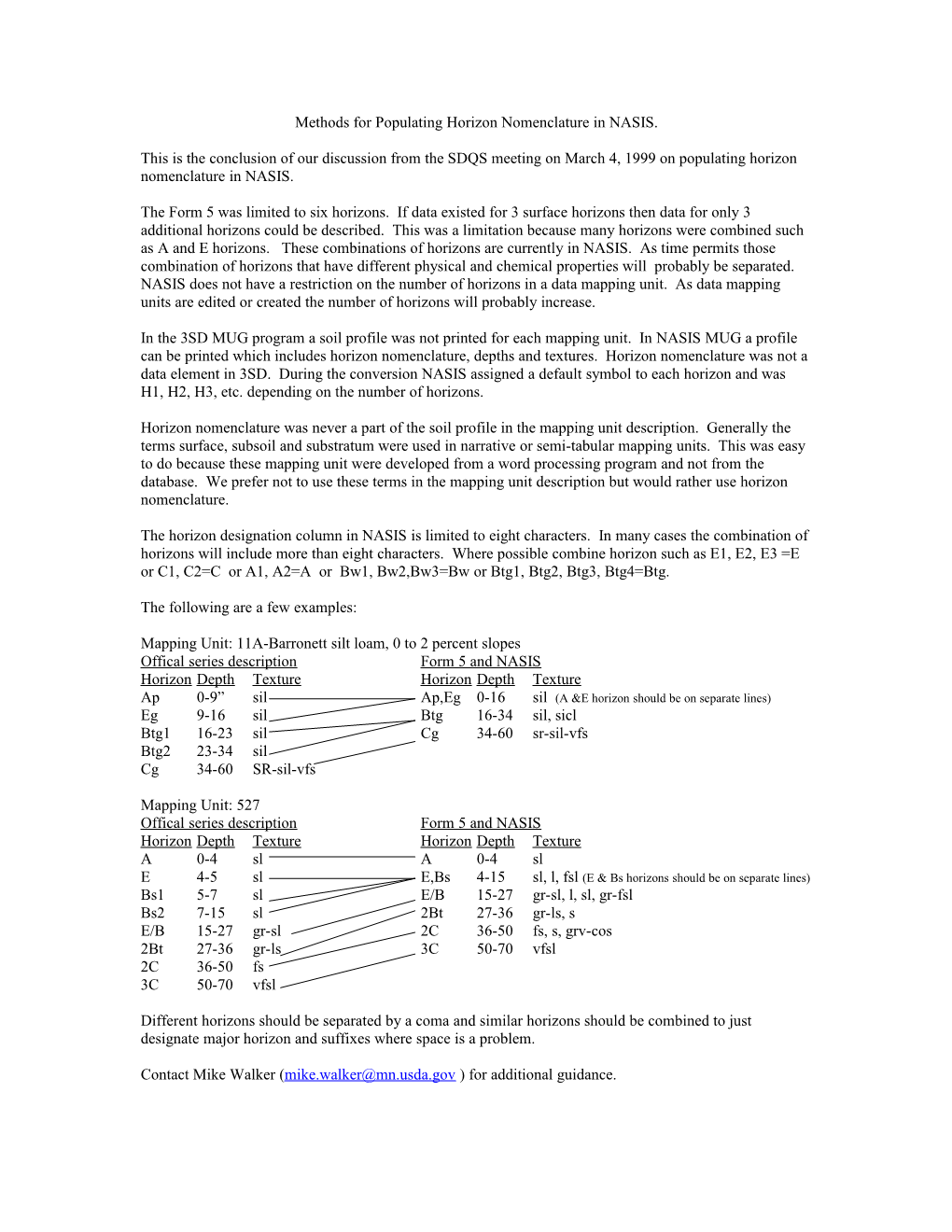 Methods for Populating Horizon Nomencalture in NASIS