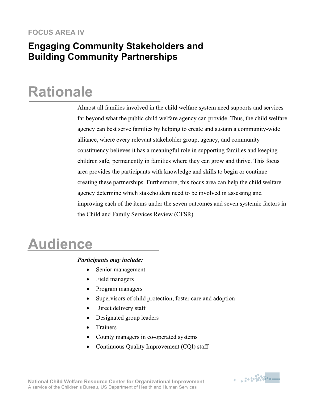 Module Iv: Engaging Community Stakeholders and Building Community Partnerships