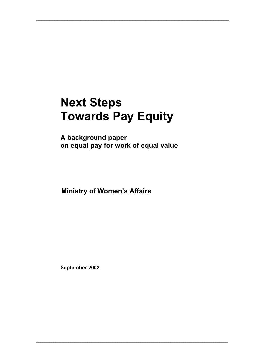 Next Steps Towards Pay Equity